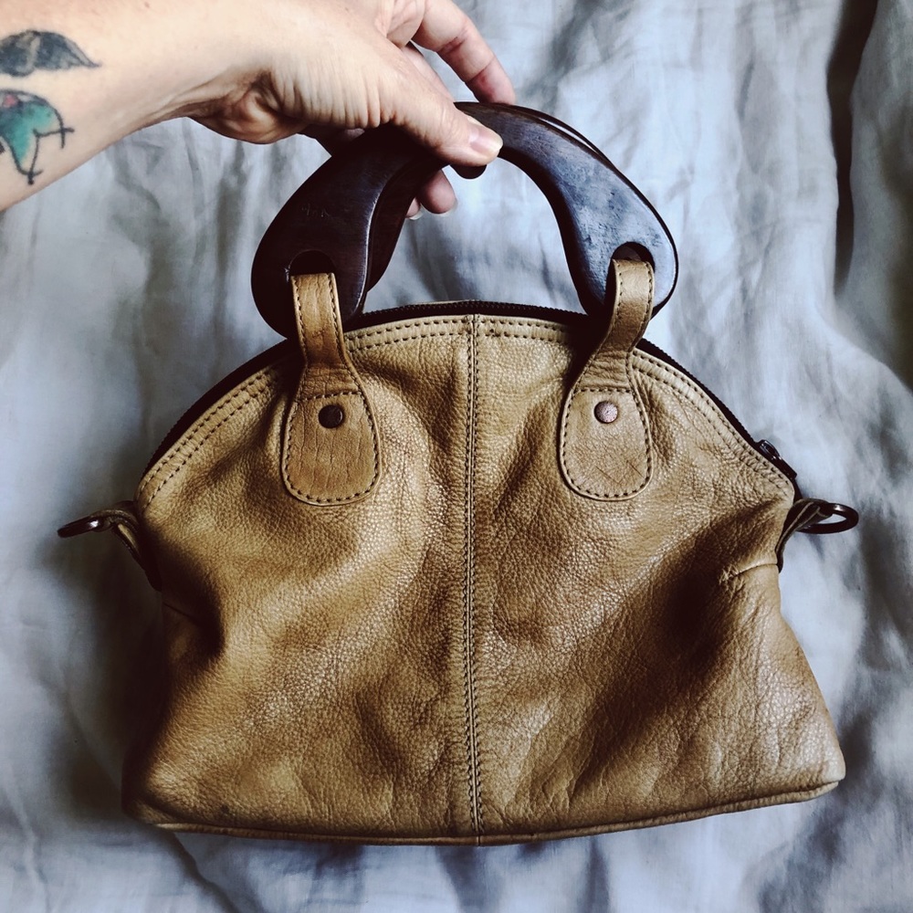Free People Mini Willow Tote in Camel Leather